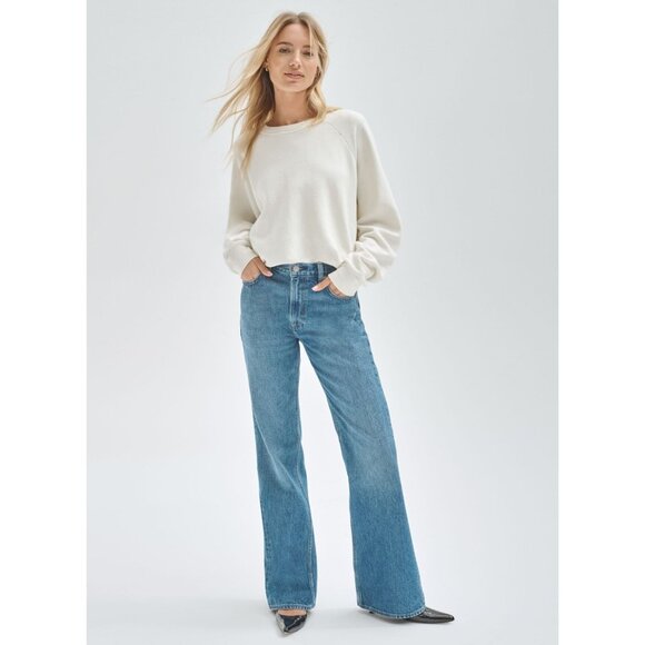 Aritzia Denim Forum The Marianne High Rise Loose Flare Long Inseam Light Wash 28 - Picture 3 of 16